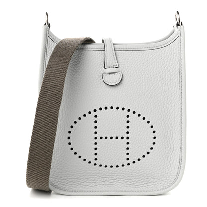 Hermes Taurillon Clemence Amazone Evelyne TPM Bleu Pale Gris Etain 1 of 11