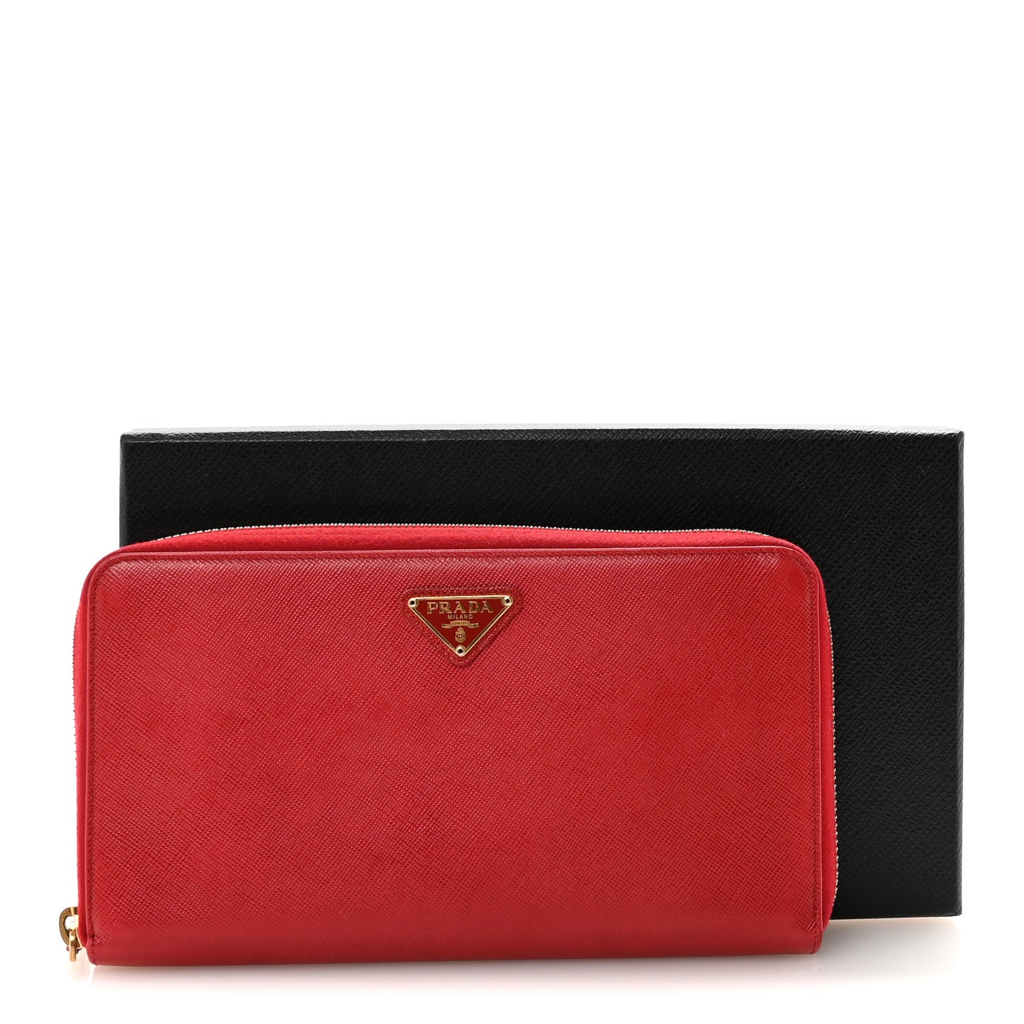 Saffiano Triangle Large Zip Around Travel Wallet Fuoco