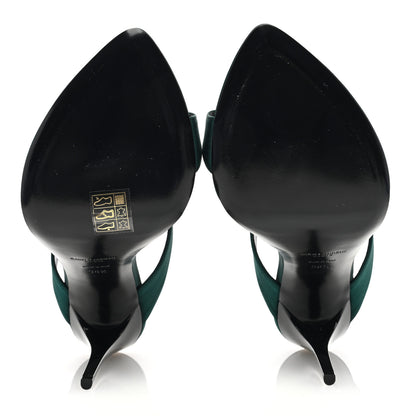 Saint Laurent Crepe Satin Martha Mule 110 Sandals 38.5 Dorian Green 5 of 8