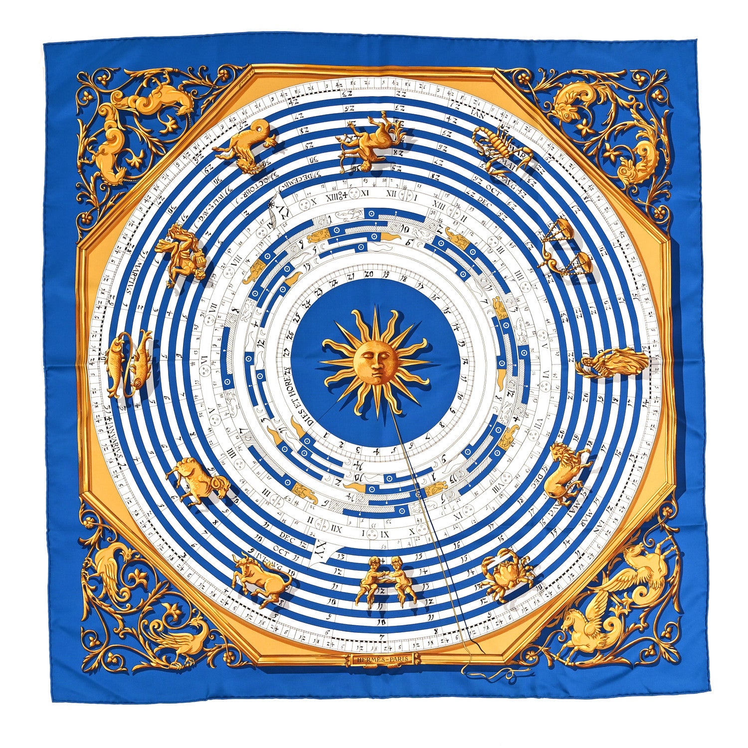Hermes Silk Astrologie Scarf 90 Bleu Cobalt Vieil 2 of 6
