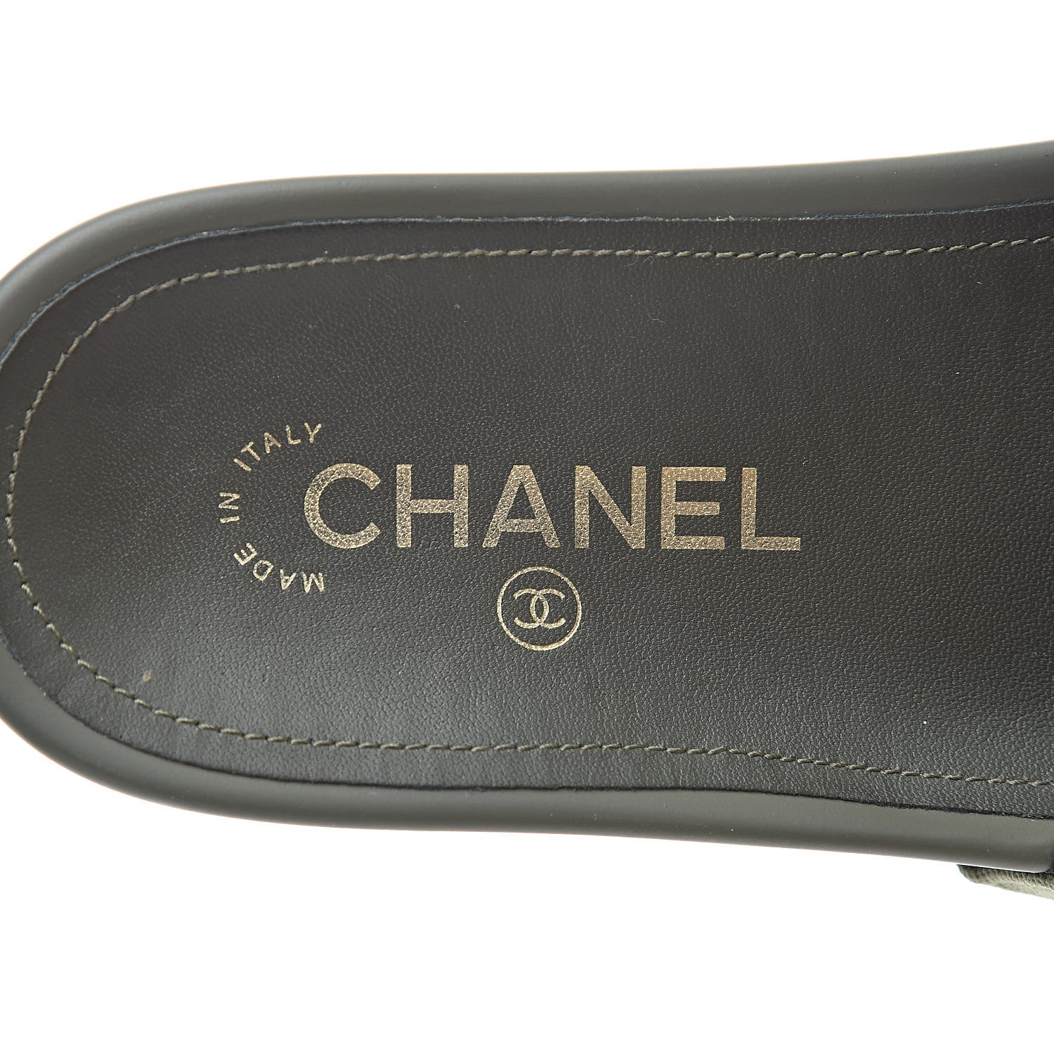Chanel Canvas Chain Flat Sandals 37 Khaki 8 of 9