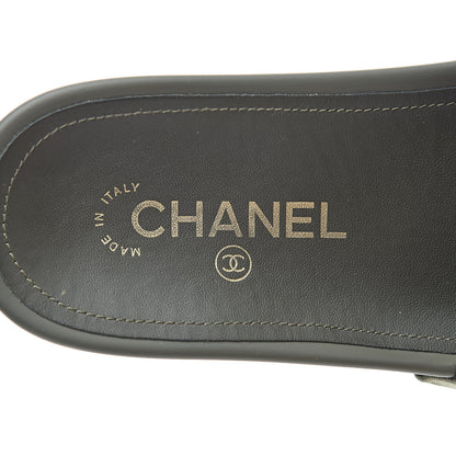 Chanel Canvas Chain Flat Sandals 37 Khaki 8 of 9