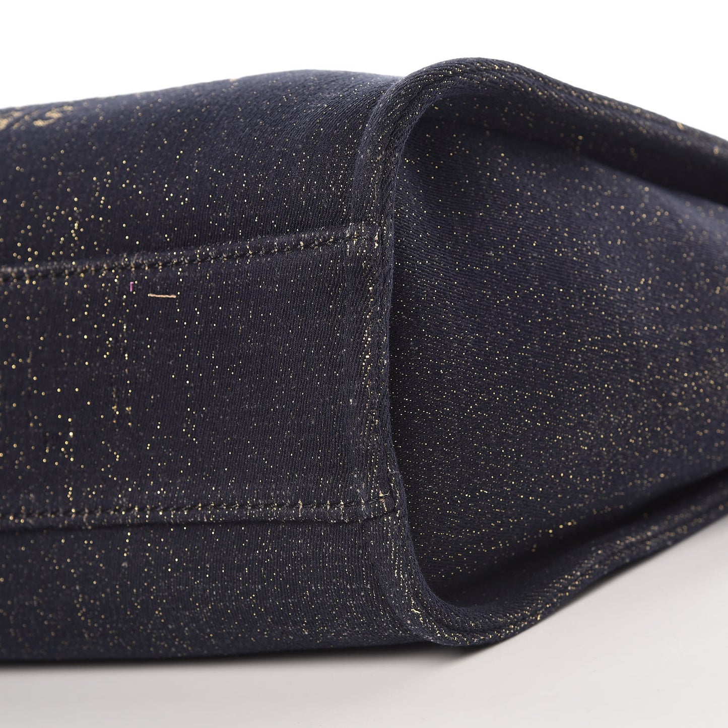 Lurex Canvas Small Deauville Tote Navy Blue Gold
