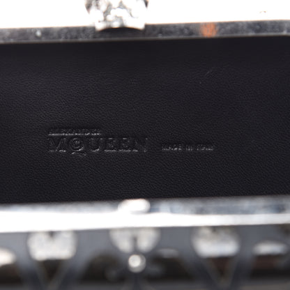 Alexander McQueen Lambskin Cutout Embellished Skull Box Clutch Black 6 of 10