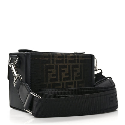 Fendi FF Eclissi Jacquard Vitello King Baguette Soft Trunk Tobacco Moro Black 3 of 12
