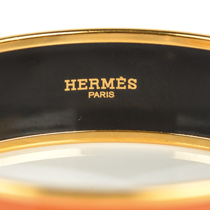 Hermes Enamel Printed Caleche Wide Bracelet 70 Orange 3 of 4