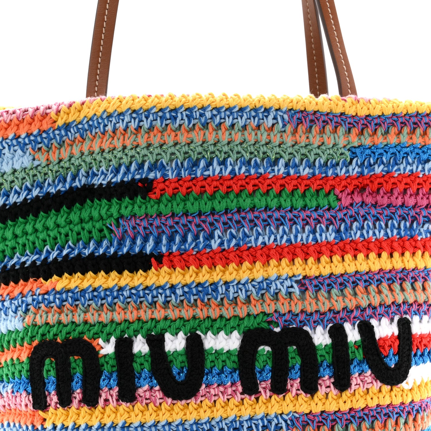 Miu Miu Cotton Crochet Stripe Vertical Tote Bag Multicolor 8 of 10