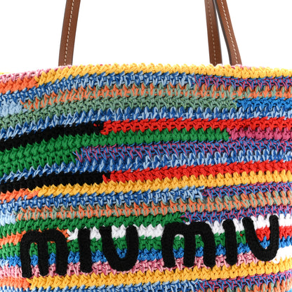 Miu Miu Cotton Crochet Stripe Vertical Tote Bag Multicolor 8 of 10