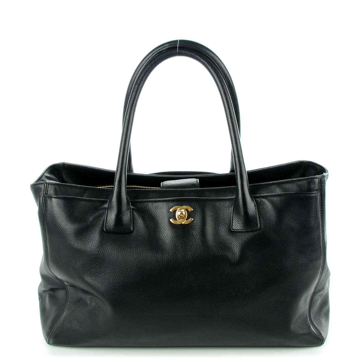 Calfskin Cerf Executive Shopper Tote Black