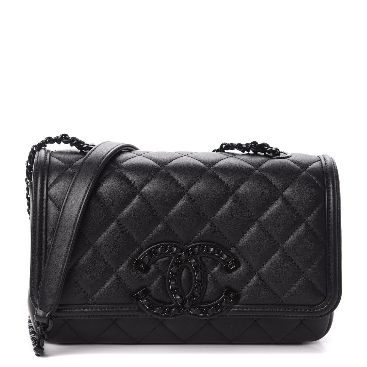 Lambskin Quilted Small CC Filigree Flap Black