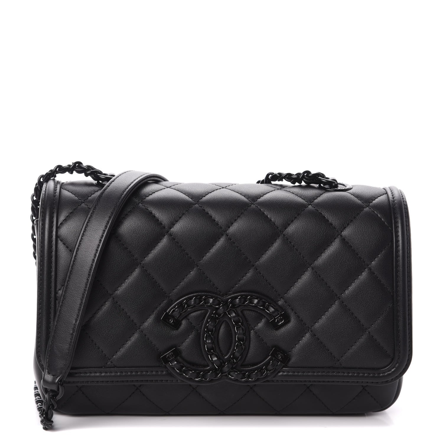 Chanel Lambskin Quilted Small CC Filigree Flap Black 1 of 10