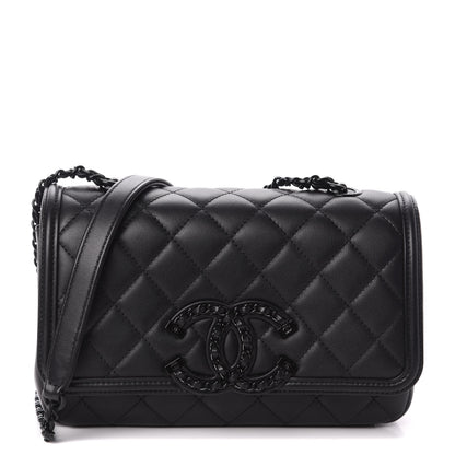 Chanel Lambskin Quilted Small CC Filigree Flap Black 1 of 10
