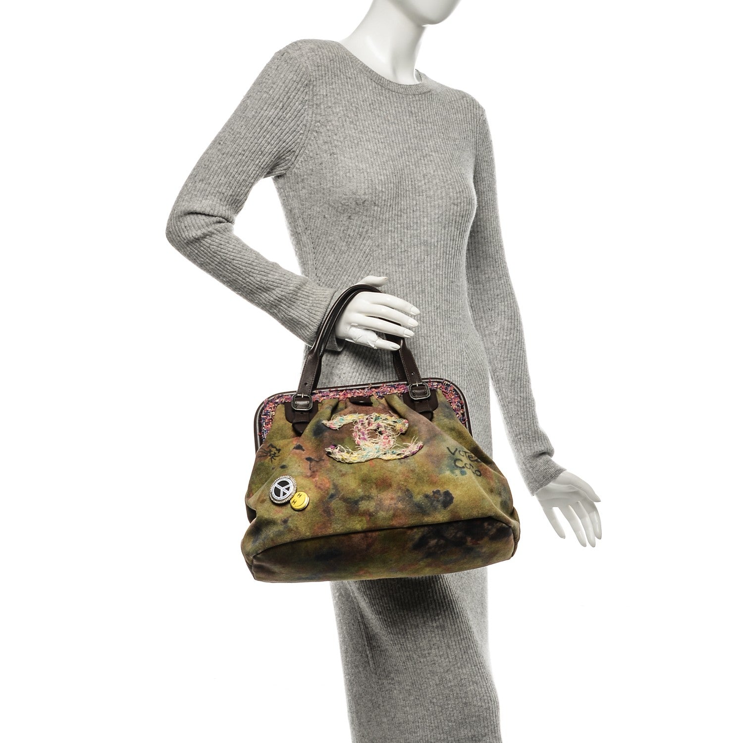 Chanel Washed Toile Graffiti On The Pavements Bowler Khaki Multicolor 2 of 8