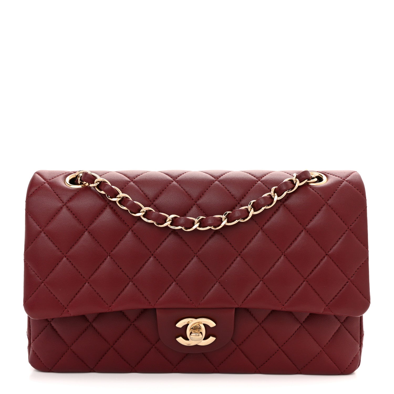 Chanel Lambskin Quilted Medium Double Flap Burgundy 1 of 10