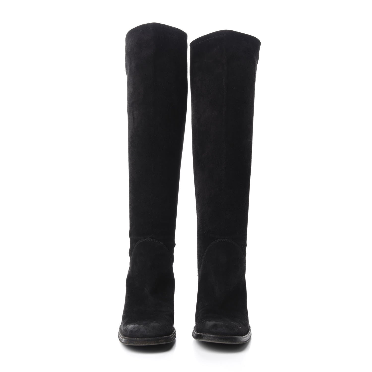Chanel Suede Calfskin CC Knee High Boots 39.5 Black 2 of 17