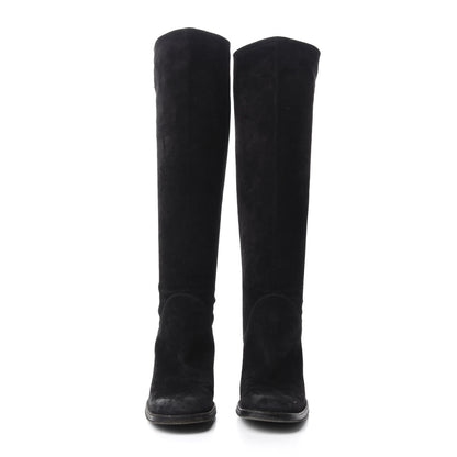 Chanel Suede Calfskin CC Knee High Boots 39.5 Black 2 of 17