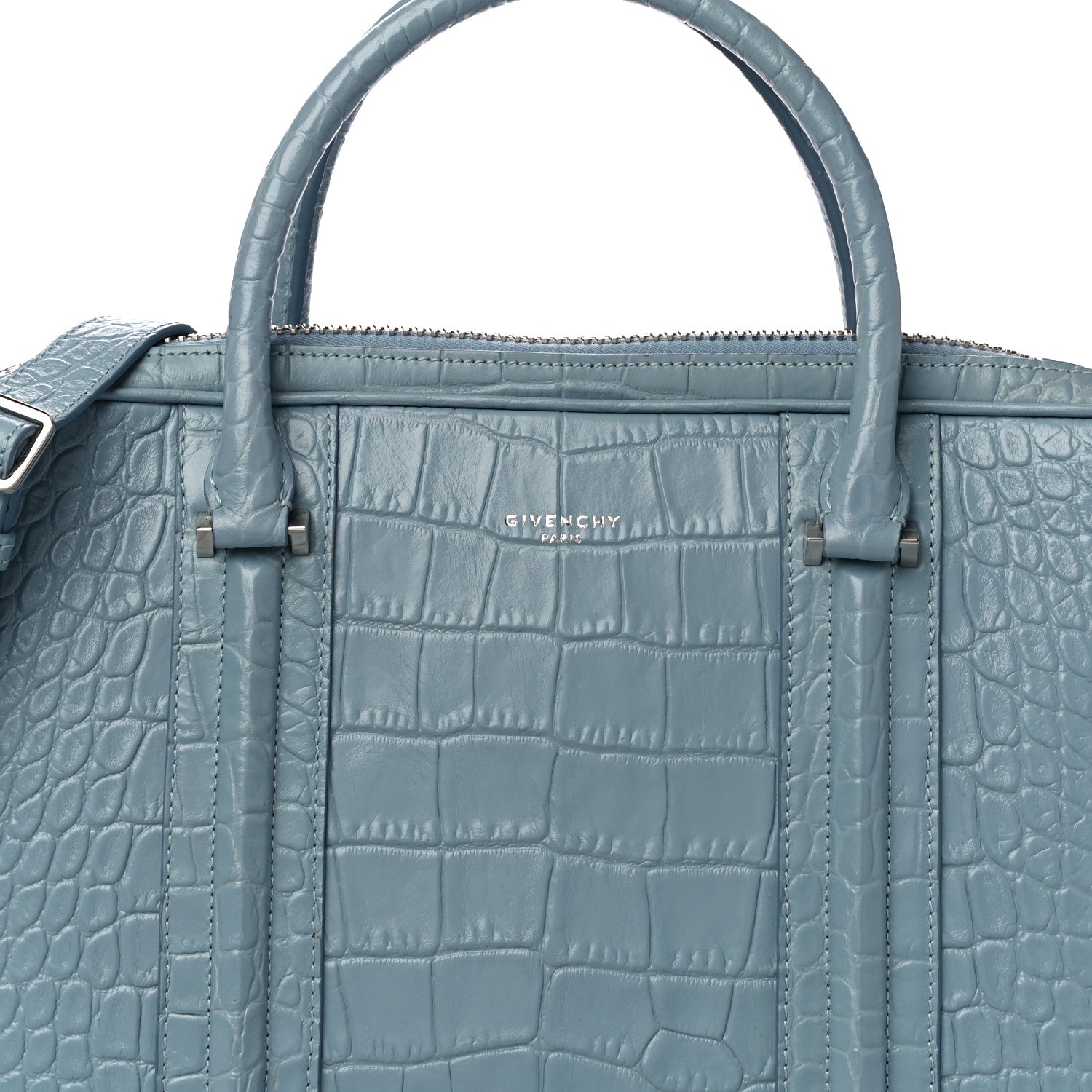 Givenchy Crocodile Embossed Briefcase Light Blue 7 of 9