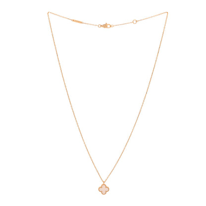 Van Cleef & Arpels 18K Yellow Gold Mother of Pearl Sweet Alhambra Pendant Necklace 2 of 5