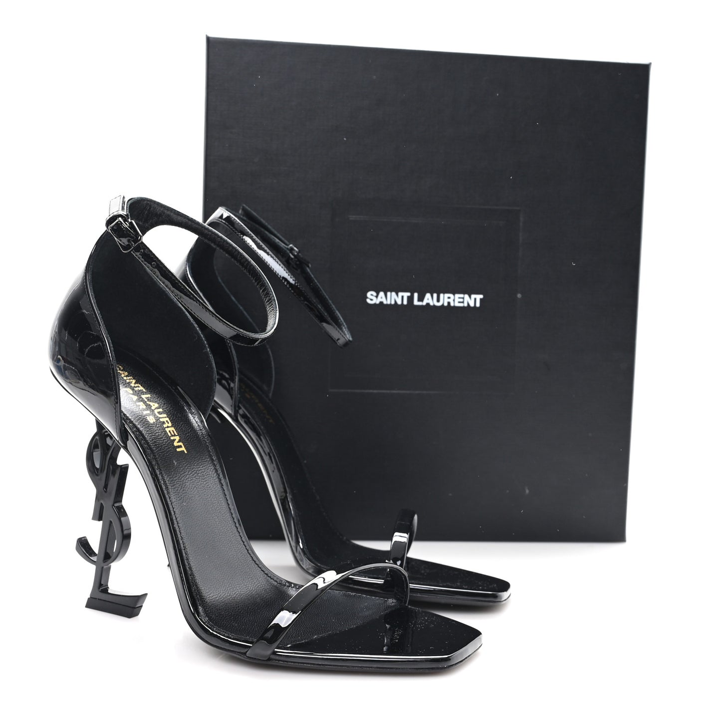 Patent Calfskin Opyum 110 Sandals 39 Black