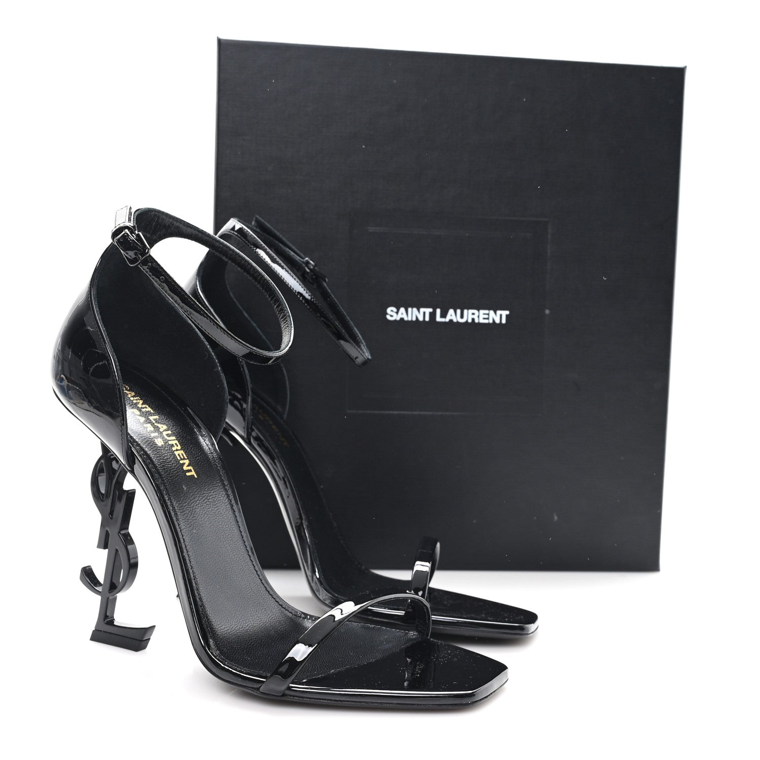 Saint Laurent Patent Calfskin Opyum 110 Sandals 39 Black 10 of 10