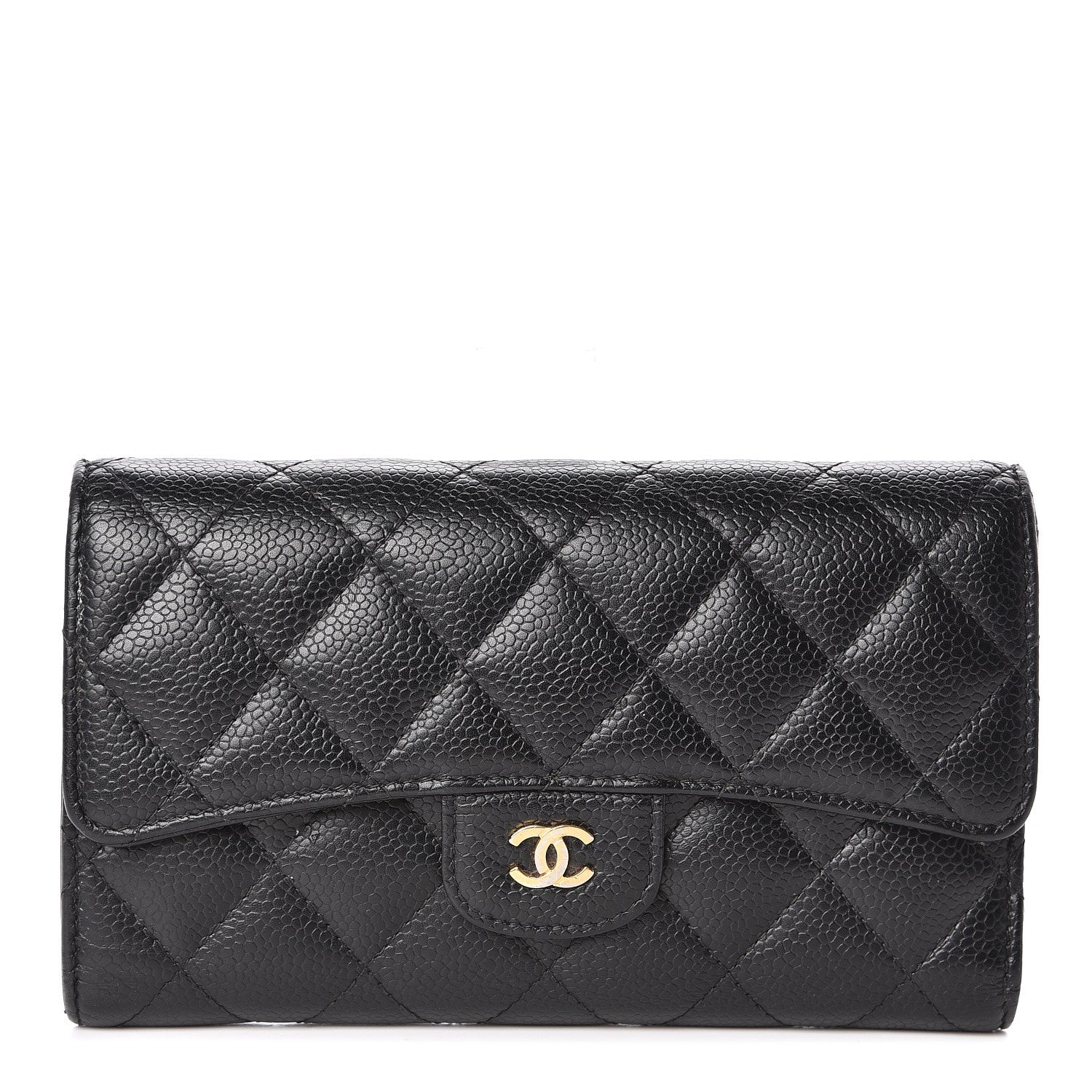 Chanel Caviar Quilted Long Flap Wallet Black 1 of 9