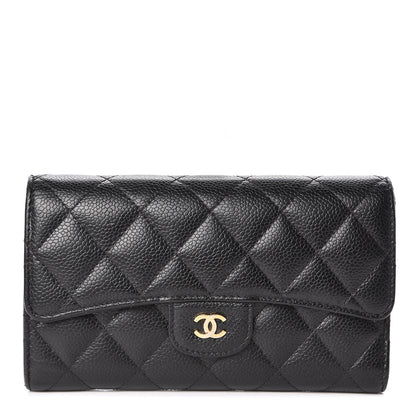 Chanel Caviar Quilted Long Flap Wallet Black 1 of 9