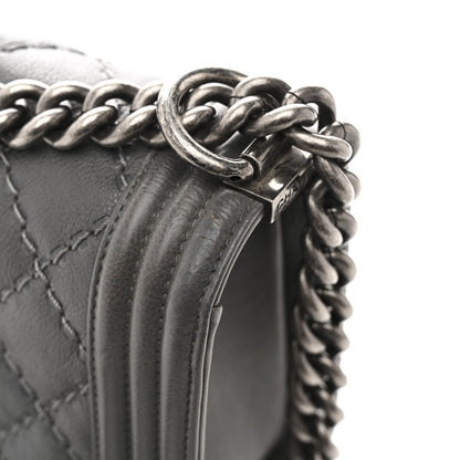Chanel Calfskin Double Stitch Medium Boy Flap Grey 16 of 16