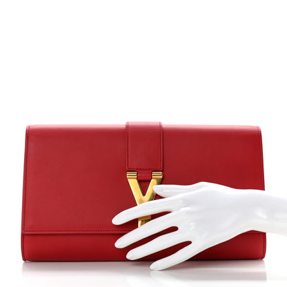 Saint Laurent Calfskin Classic Y Ligne Clutch Red 2 of 7