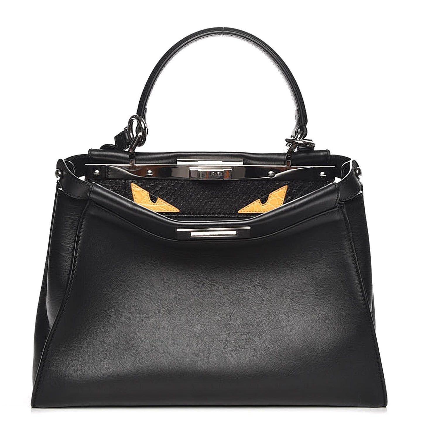 Vitello Seta Python Crocodile Monster Eyes Medium Peekaboo Iconic Satchel Black Girasole