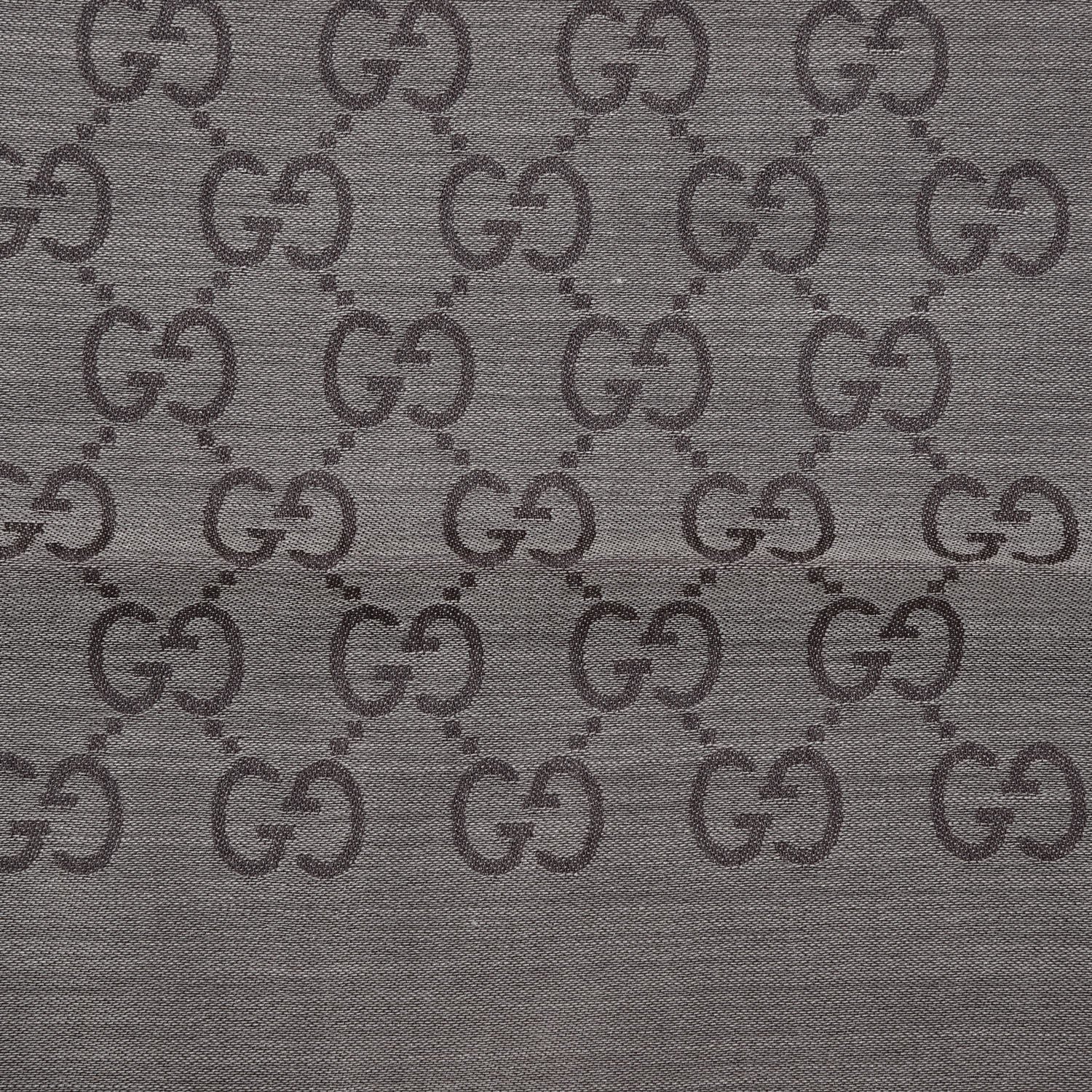 Gucci Wool Silk GG Monogram GGNat Scarf Rope Dark Brown 9 of 10