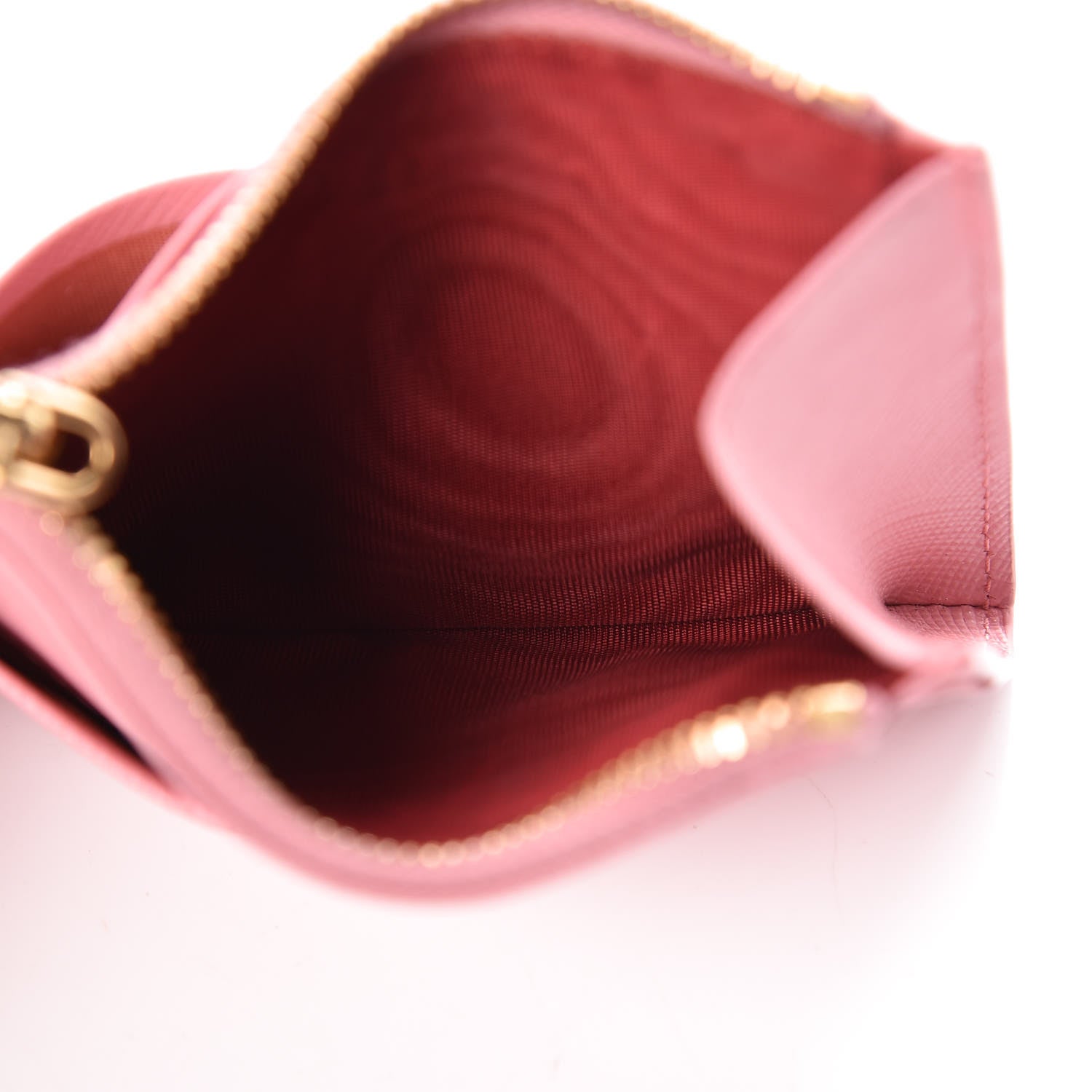 Prada Saffiano Metal Zip Card Holder Peonia 6 of 7