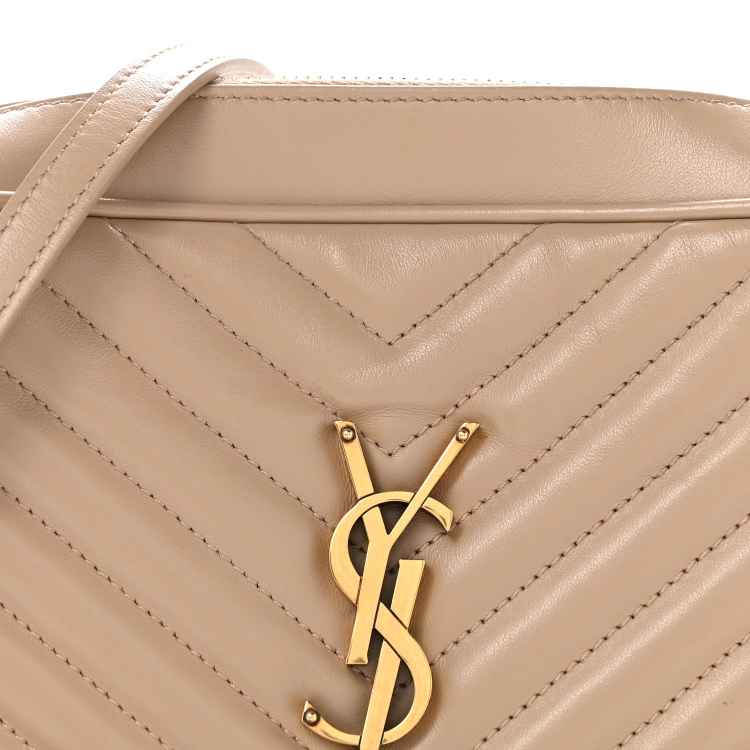 Saint Laurent Calfskin Matelasse Monogram Lou Camera Bag Dark Beige 8 of 15