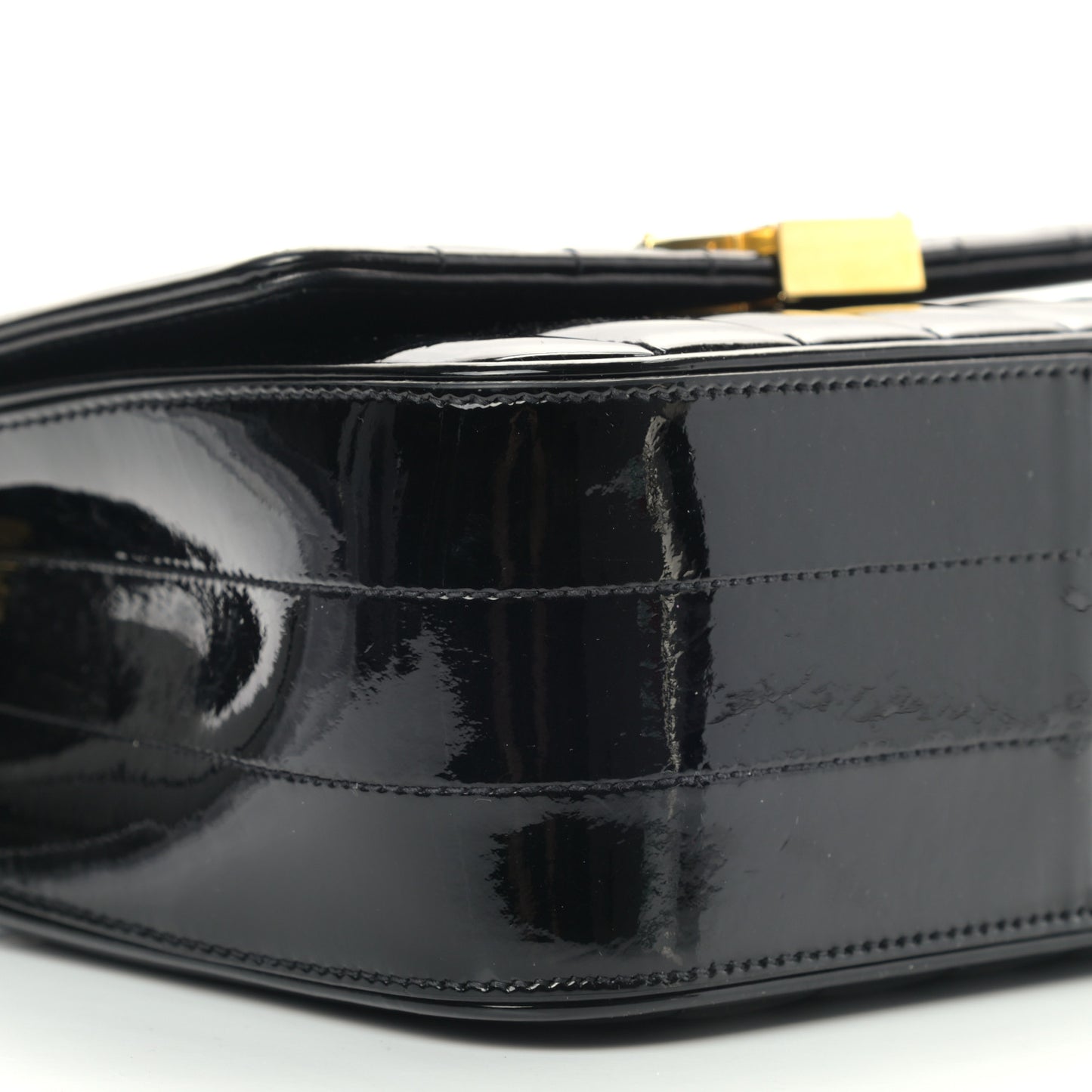 Patent Calfskin Matelasse Monogram Medium Vicky Chain Bag Black