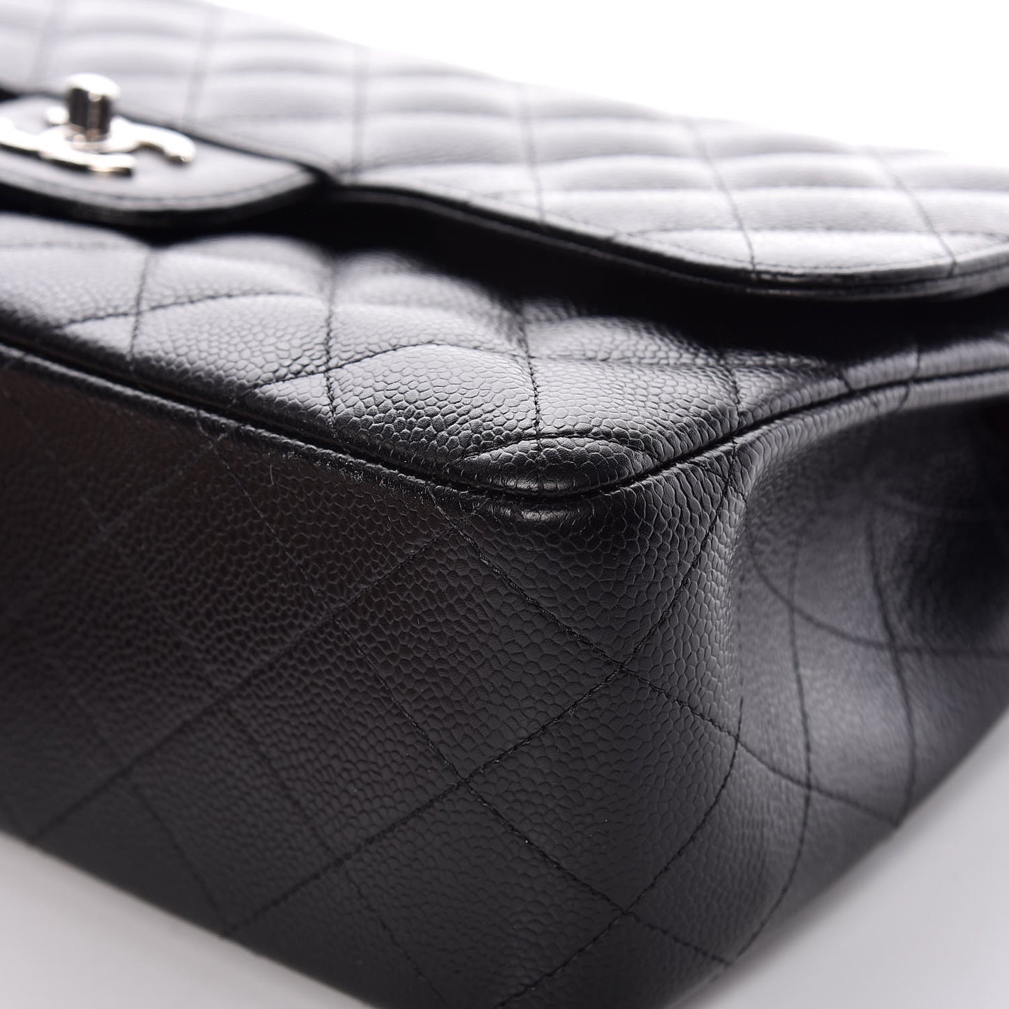 Caviar Quilted Jumbo Double Flap Black