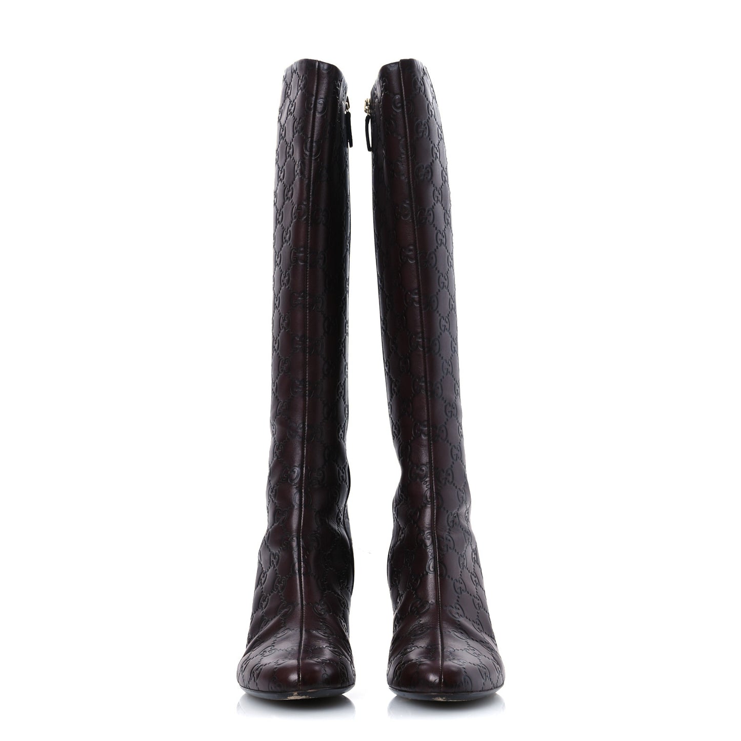 Guccissima Calfskin Knee High Boots 38 Burgundy