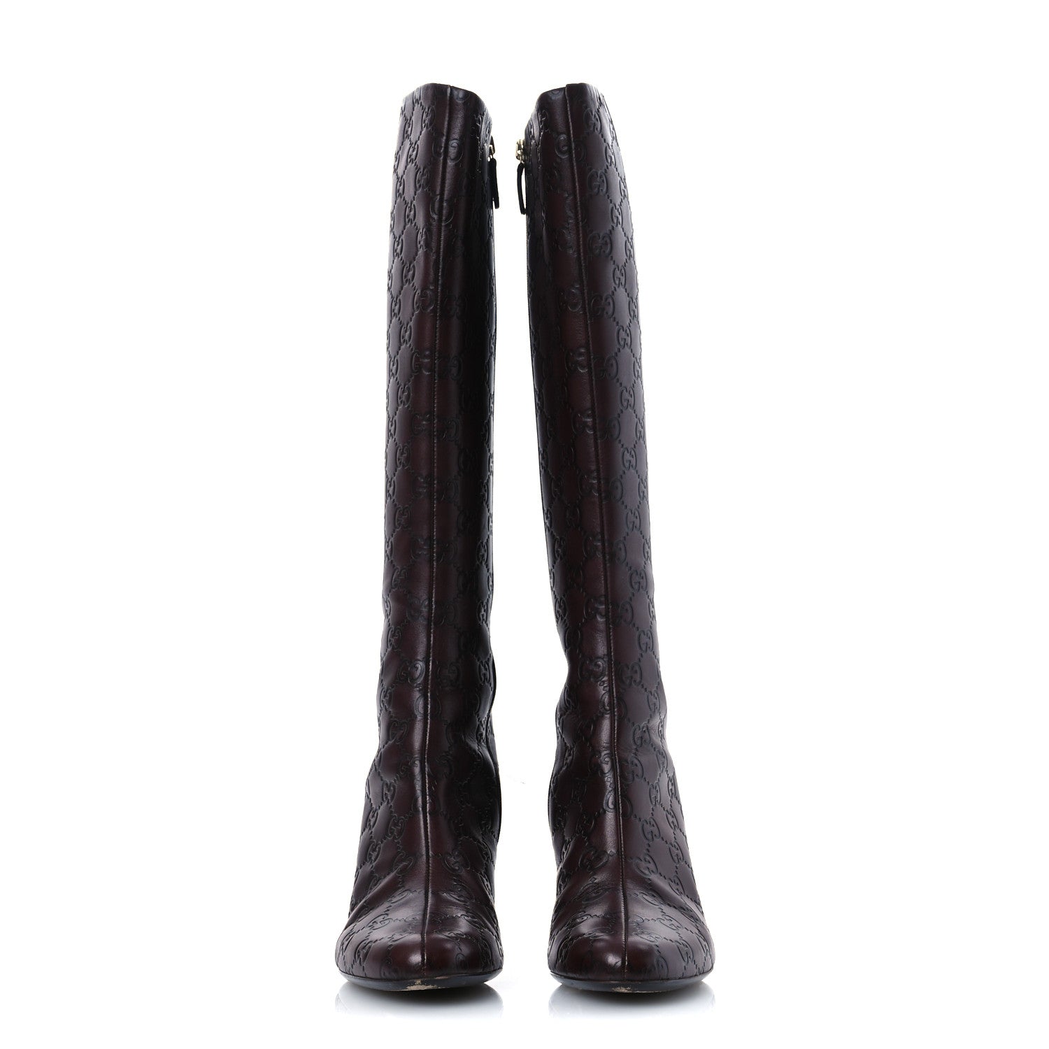 Gucci Guccissima Calfskin Knee High Boots 38 Burgundy 3 of 13