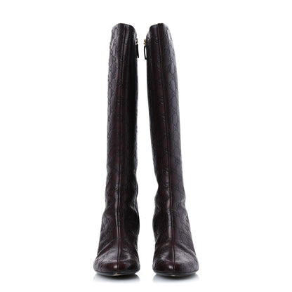 Gucci Guccissima Calfskin Knee High Boots 38 Burgundy 3 of 13