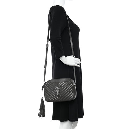 Saint Laurent Calfskin Matelasse Monogram Lou Camera Bag Storm 2 of 17