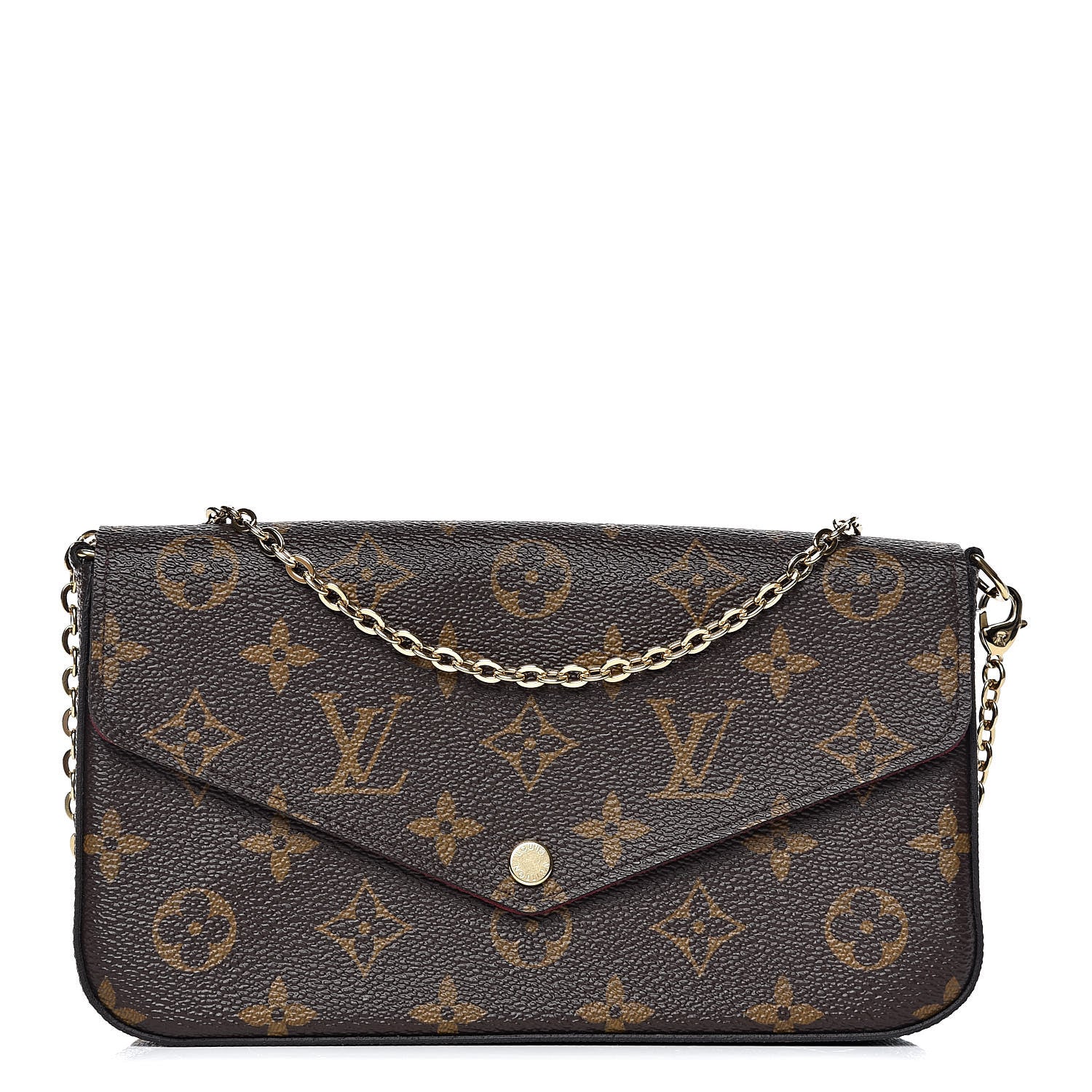 Louis Vuitton Monogram Pochette Felicie Chain Wallet Fuchsia 1 of 9
