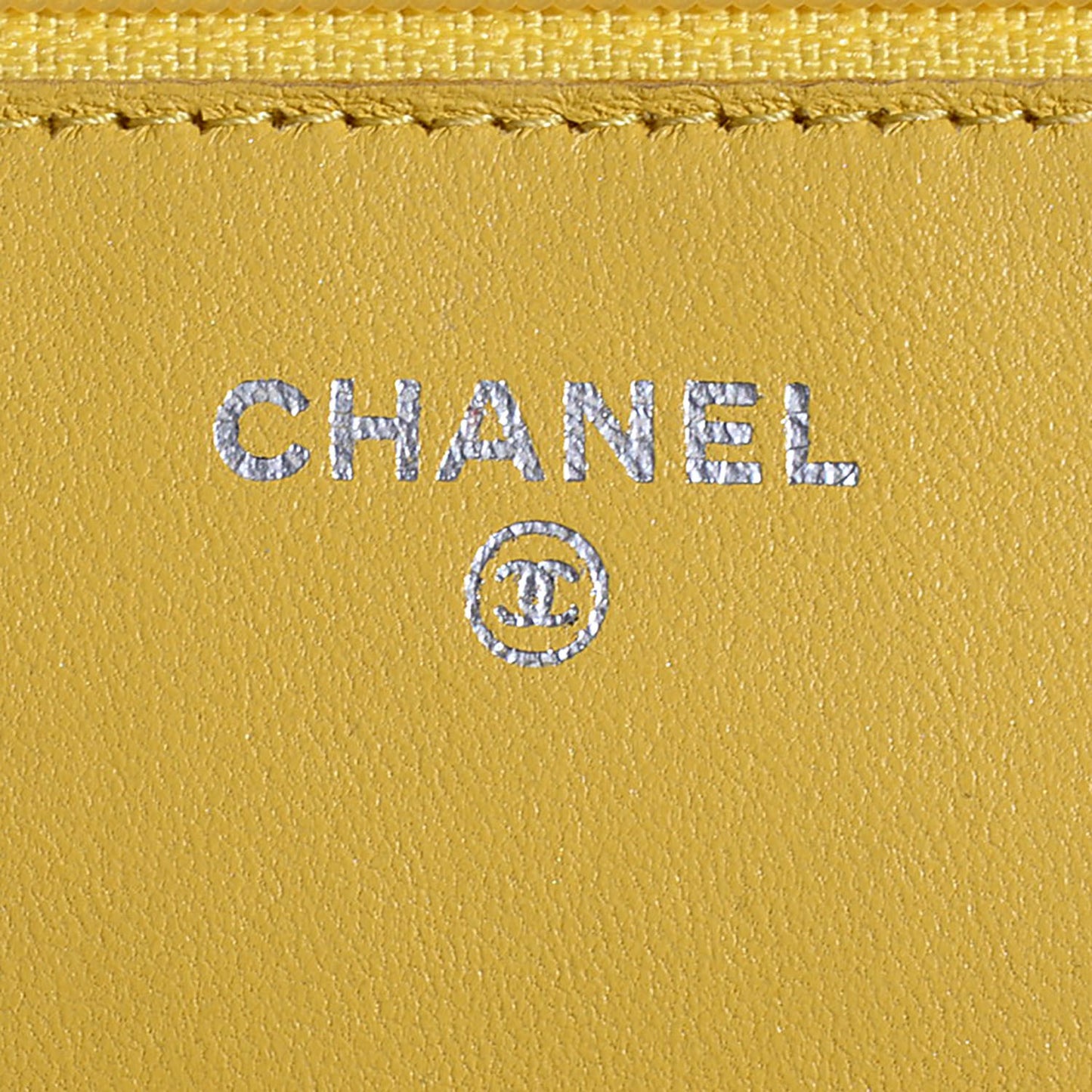 Lambskin Quilted Wallet on Chain WOC Yellow