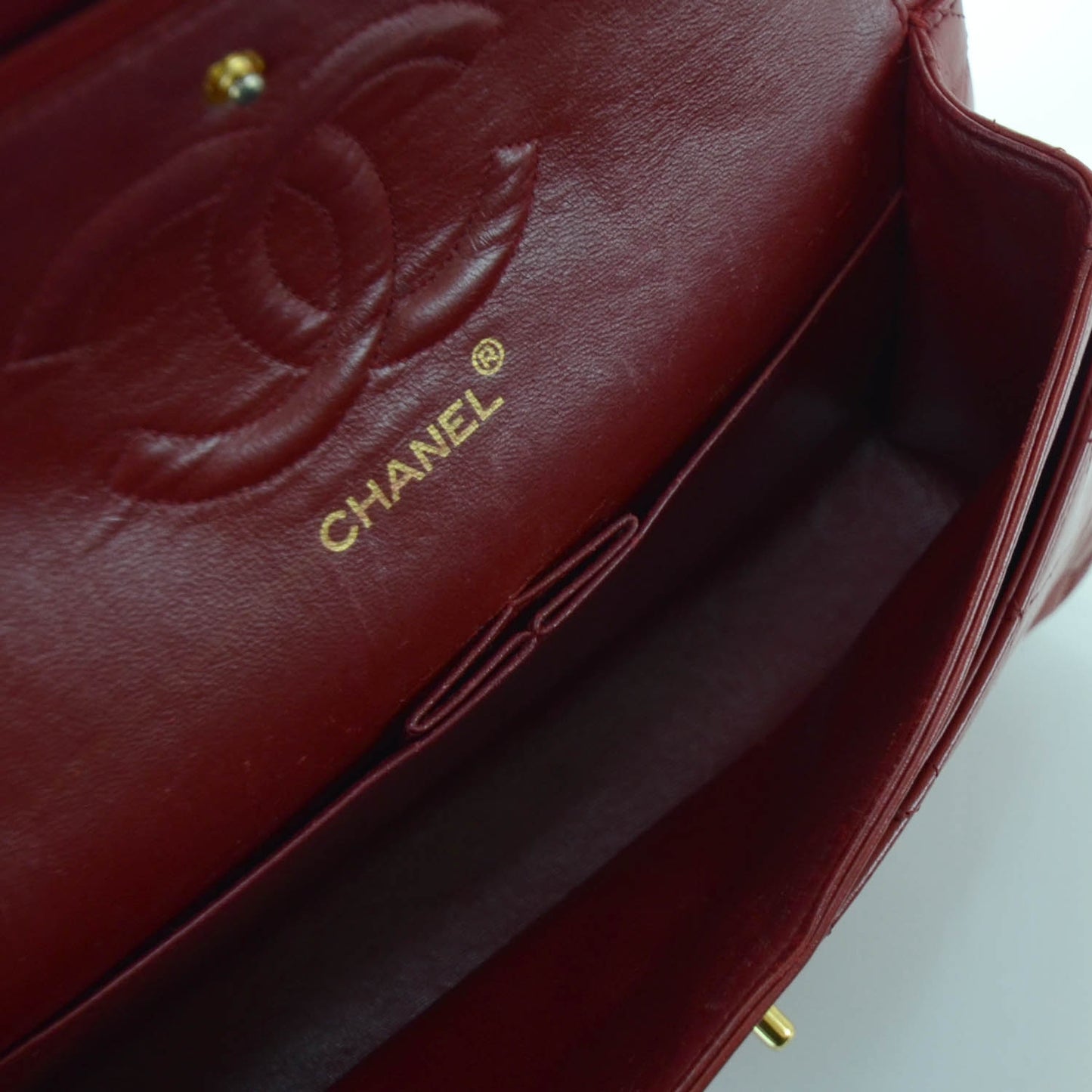 Lambskin Quilted Medium Double Flap Red