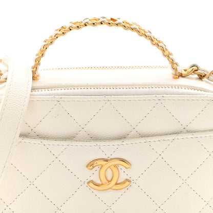 Chanel Caviar Quilted Chain Top Handle Vanity Case White 8 of 14