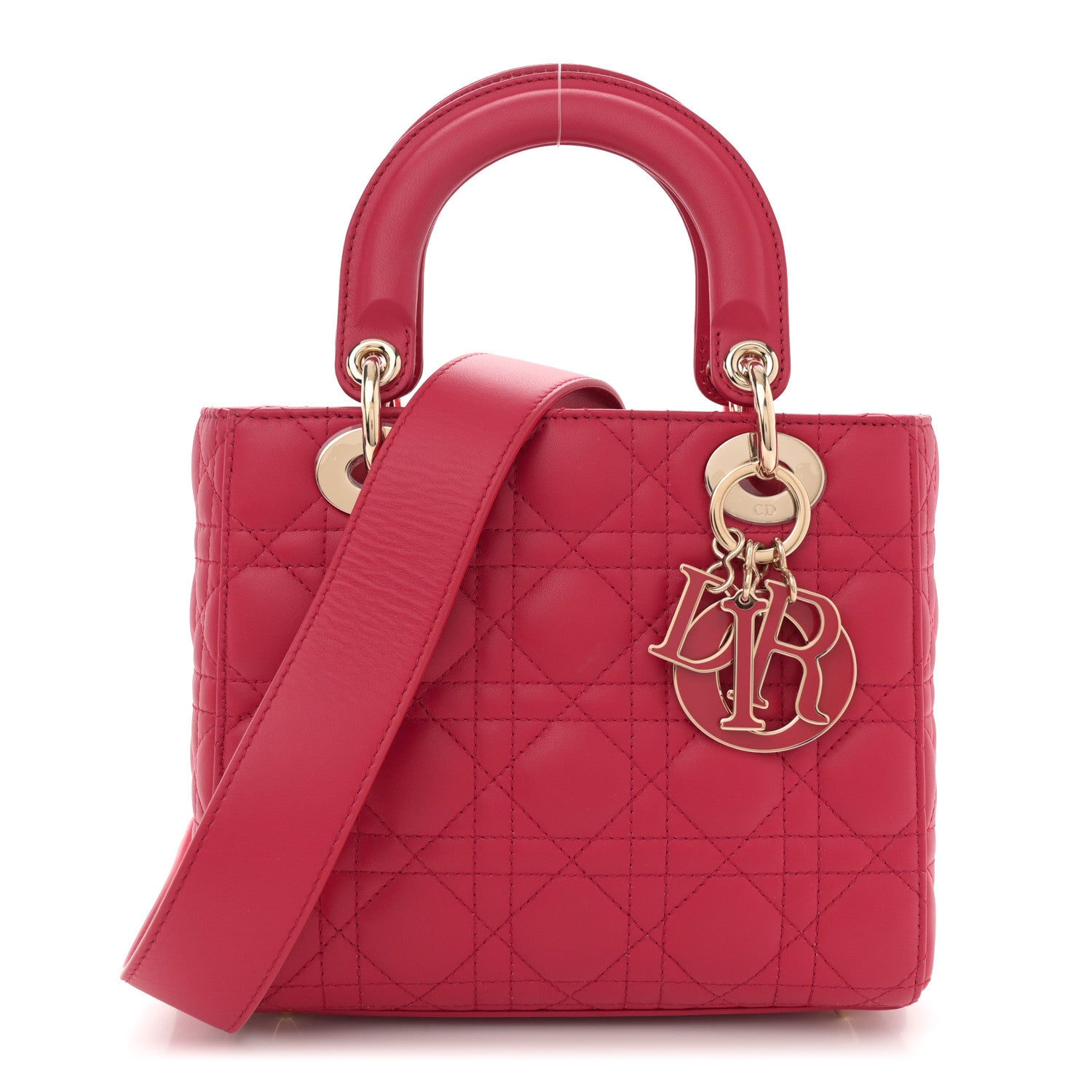 Christian Dior Lambskin Cannage Dioramour Small My ABCDior Lady Dior Fraise 1 of 10
