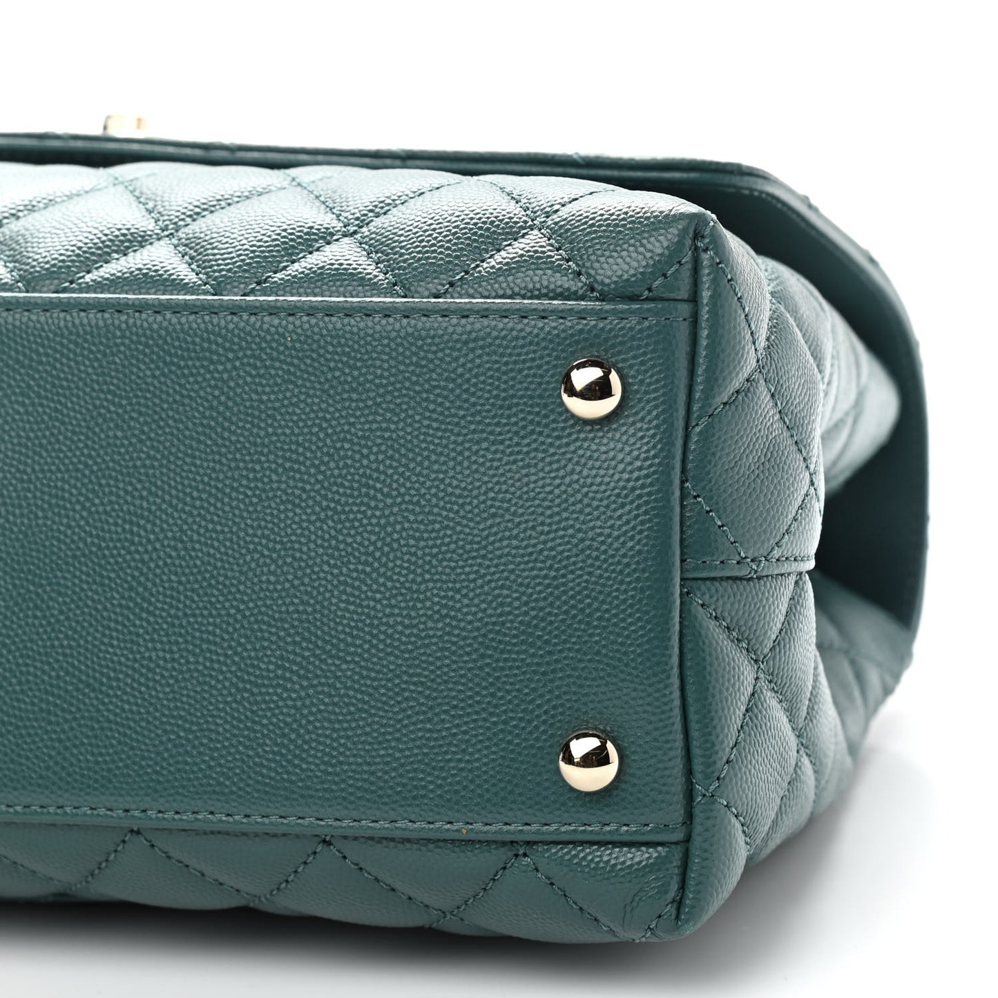 Caviar Quilted Small Coco Handle Flap Green