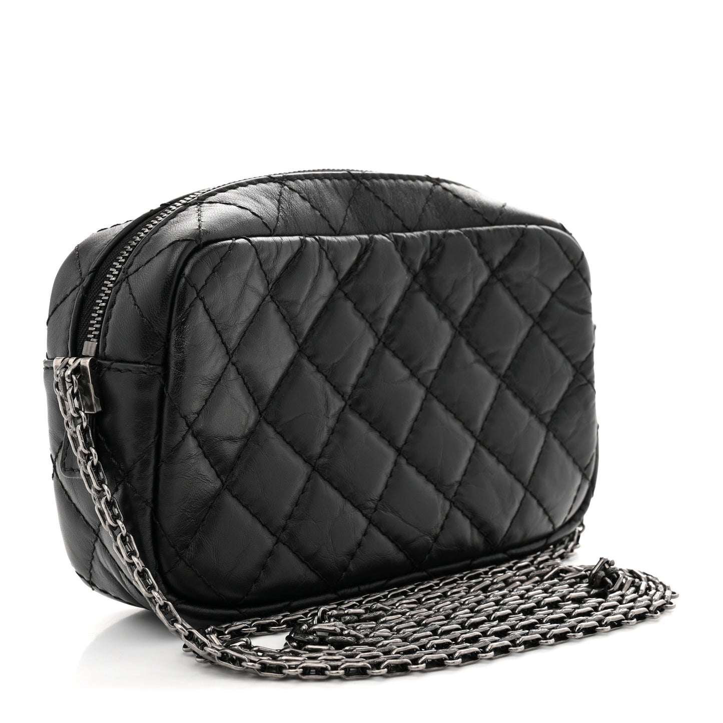 Aged Calfskin Quilted Mini Reissue Camera Case Black