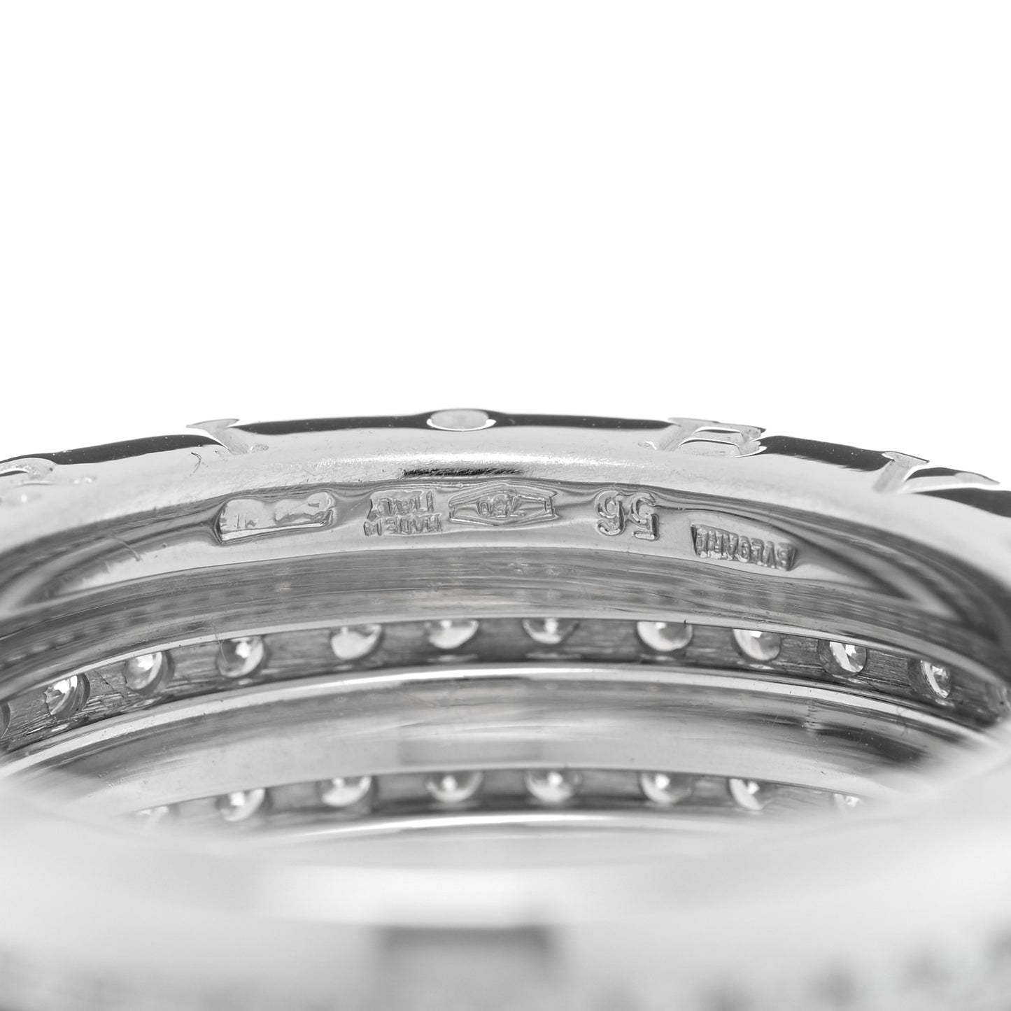 18K White Gold Diamond B.Zero1 Four-Band Full Pave Ring 56 7.5
