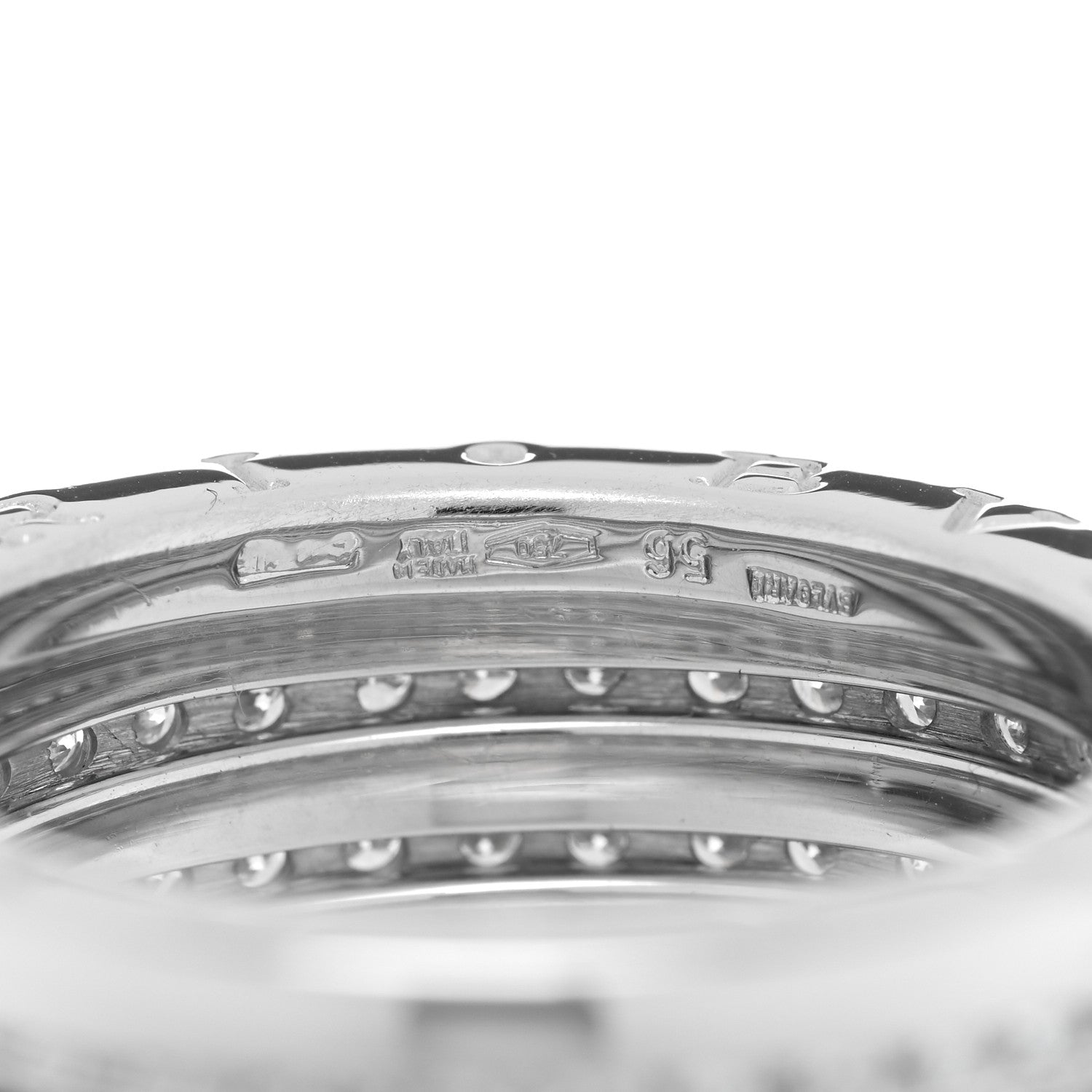 Bulgari 18K White Gold Diamond B.Zero1 Four-Band Full Pave Ring 56 7.5 4 of 5