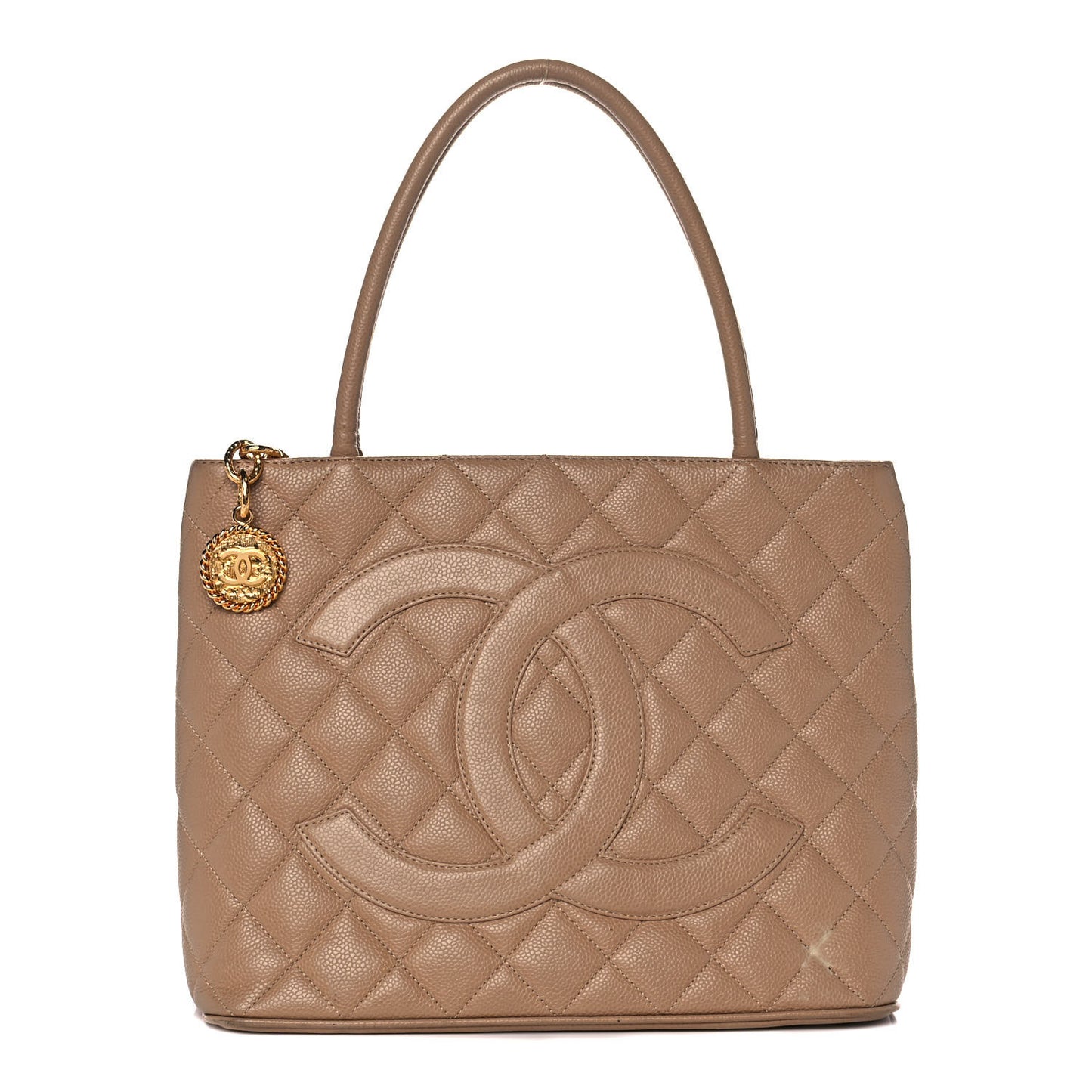 Caviar Quilted Medallion Tote Beige