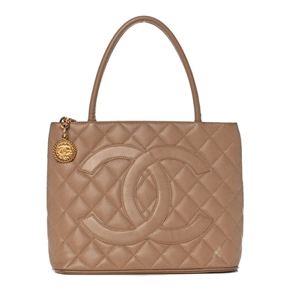 Chanel Caviar Quilted Medallion Tote Beige 1 of 14