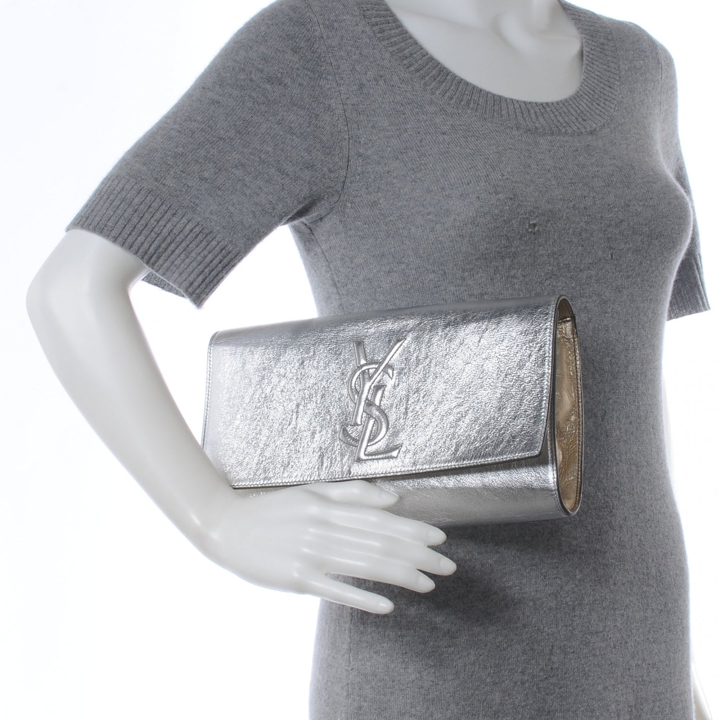Metallic Belle de Jour Clutch Silver